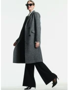 Woolen gray herringbone coat