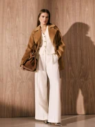 Short double-faced caramel wool coat