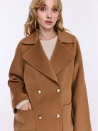 Short double-faced caramel wool coat