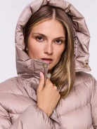 Warm beige coat with a tie at the waist