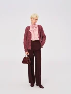 Elegant burgundy high-waisted trousers