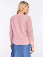 Openwork pink sweater with ⅞ sleeve
