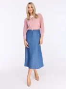 Openwork pink sweater with ⅞ sleeve