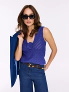 Cobalt crochet sleeveless sweater