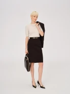 Creamy short-sleeved sweater made of wool with cashmere
