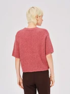 Loose-fitting rose-colored short-sleeved sweater