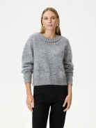 Gray sweater with pearls