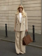 Elegant beige double-breasted jacket