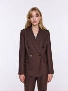 Double-breasted chocolate jacket with wool