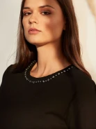 BLOUSE WITH APPLIQUE AT NECKLINE