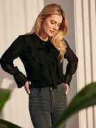 BLOUSE WITH RUFFLE AND BINDING AT THE NECKLINE