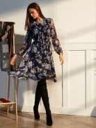 FLARED FLORAL PATTERN DRESS