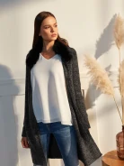 LONG CARDIGAN DECORATED WITH A FUR ETOLO