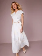 Cream cropped blouse with a wrap neckline