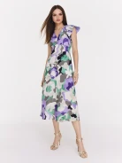 Midi dress in viscose with geometric flowers