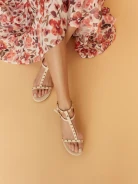 WHITE STUDDED SANDALS