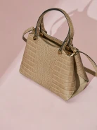 BROWN CROCODILE PATTERN HANDBAG