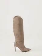 Beige stiletto heeled boots