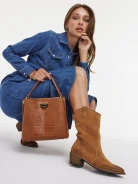 Brown bag with crocodile texture