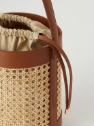 Leather and raffia bucket bag