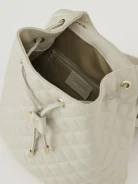 Cream quilted leather backpack