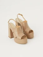 Beige lacquered platform sandals