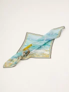 Silk gavroche with beach landscape