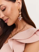 Long earrings with glass ornaments