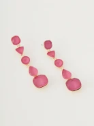 Long earrings with pink beads