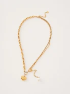 Gold-plated steel necklace with heart-shaped pendant