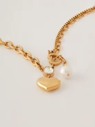 Gold-plated steel necklace with heart-shaped pendant