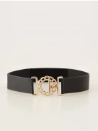 Elegant black natural leather belt