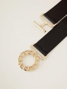Elegant black natural leather belt