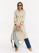 Beige natural leather travel bag