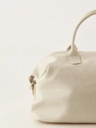 Beige natural leather travel bag