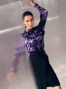 Satin blouse with flowers