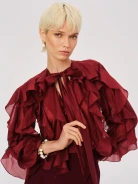 Elegant burgundy blouse with ruffles
