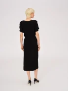 Black elegant midi dress with slit