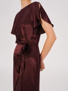 Burgundy satin midi dress