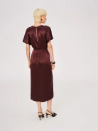 Burgundy satin midi dress