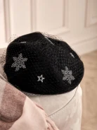 BLACK BERET WITH STARS