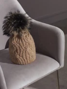 CARAMEL CAP WITH POM-POM
