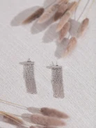 SILVER BRAIDED CHAIN EARRINGS