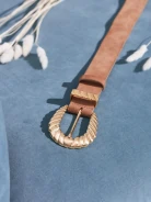 Camel belt with large buckle