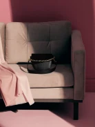 BLACK HANDBAG WITH SUEDE FLAP