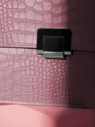 PINK CROCODILE PATTERN HANDBAG