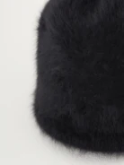 Black angora beanie
