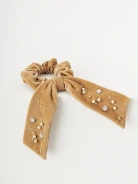 Beige scrunchie with jewelery elements