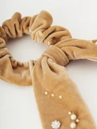 Beige scrunchie with jewelery elements