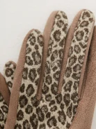Beige gloves with animal pattern